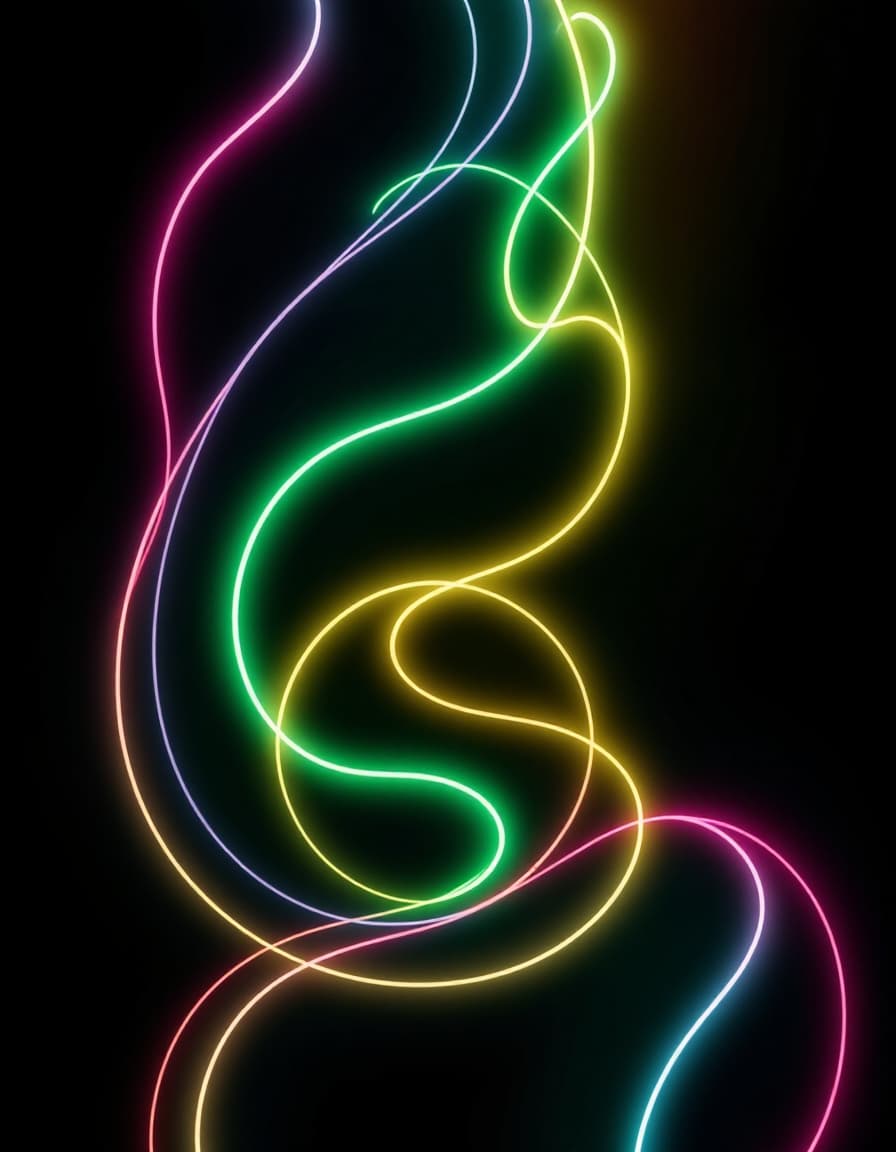AI generated: produce a minimalist, high-resolution image featuring a continuous line design with a neon effect, t...