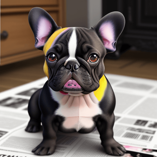 AI generated: french bulldog on newspaper, colorful, photorealistic
