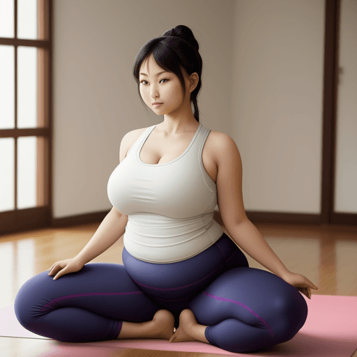 AI generated: An attractive Eastern woman in yoga attire, slightly plump,