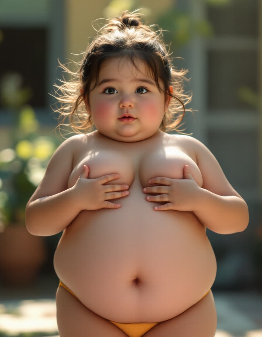 AI generated: ((1 girl, elementary school girl, cute, short, very chubby, very fat, heavyset, morbidly obese littl...