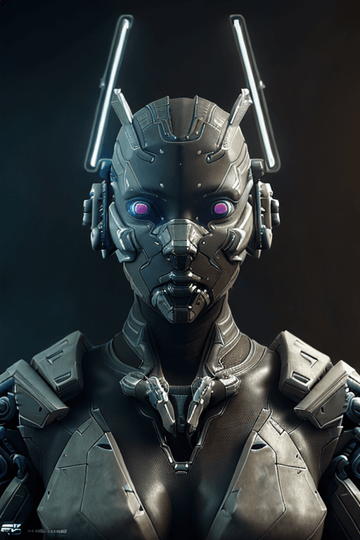 AI generated: dreamlikeart, 3d render of futuristic military cyborg, cyberpunk, warframe, stealth, armored, neon l...