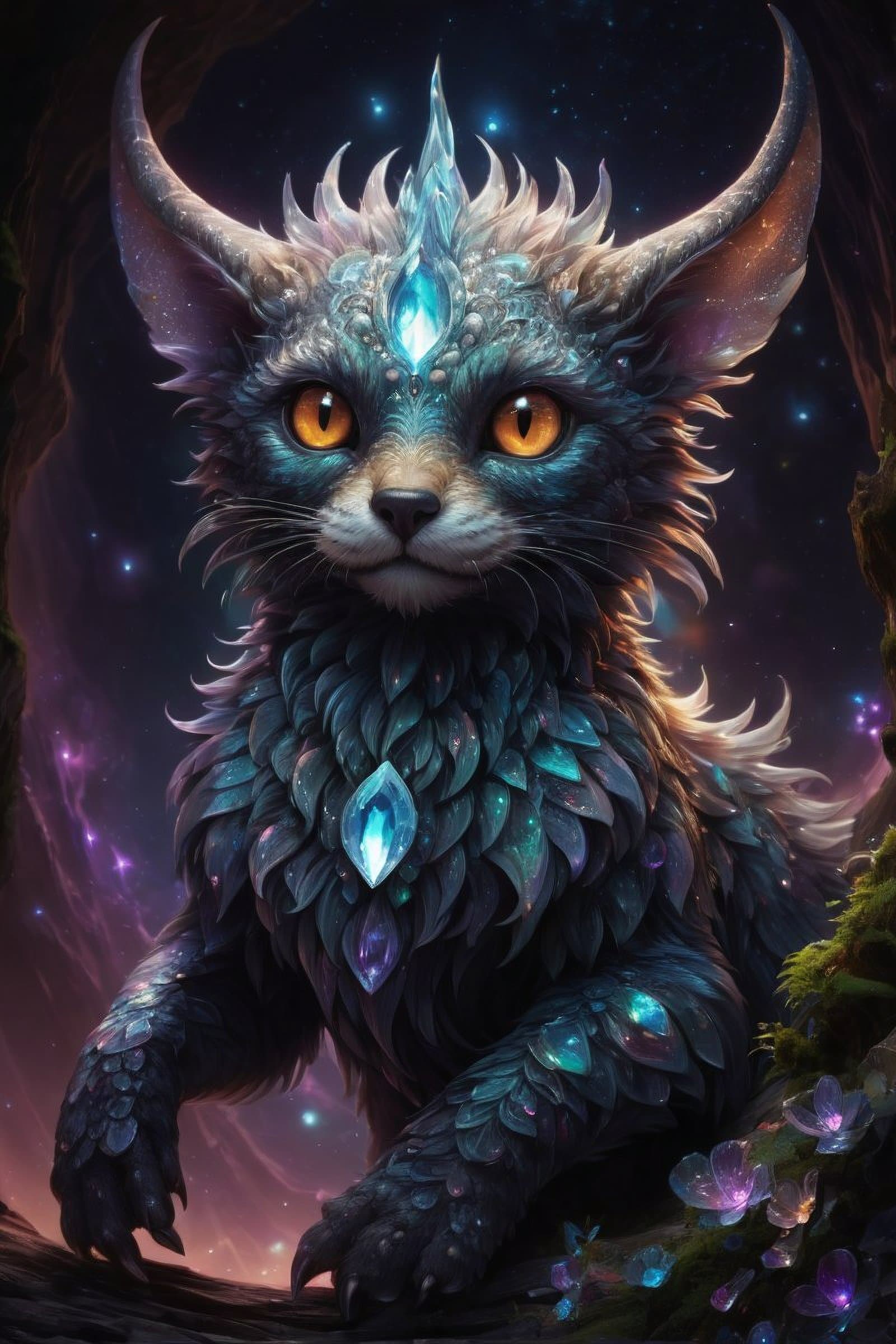 AI generated: karl kopinski, detailed expressive eyes, fantasy style, deep in the crystalline caverns of the pongf...