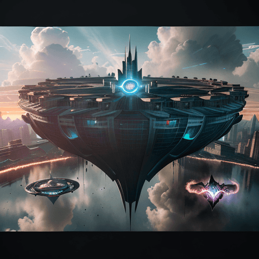 AI generated: Photo of a ultra realistic superhero school which is at the center floating in the sky and is attack...