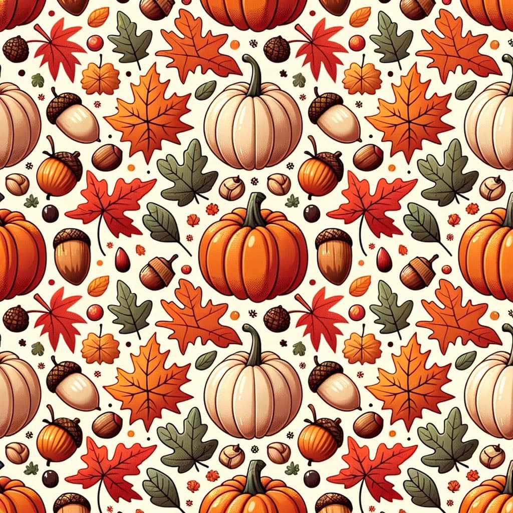AI generated: Wrapping paper design with tiling featuring a fall theme