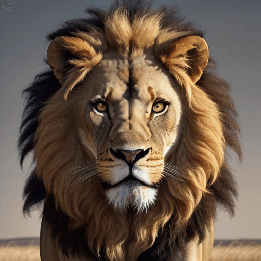 AI generated: A stunning portrait of a male humanoid bipedal lion standing confidently in the golden light of the ...