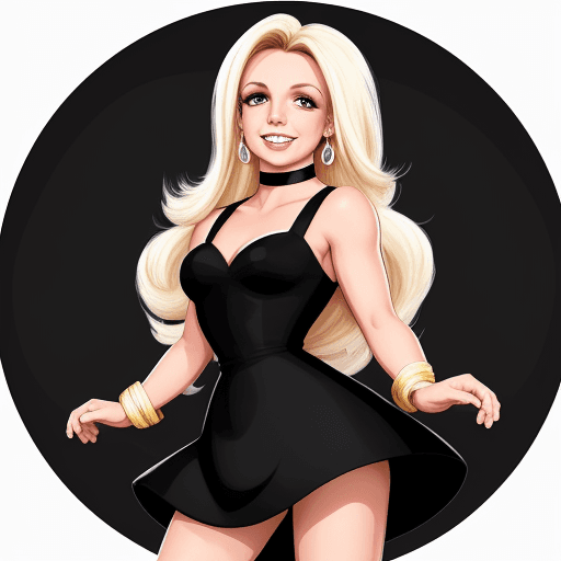 AI generated: Cartoon britney spears, white background, high quality, beautiful hair, black hair, 8k picture, high...