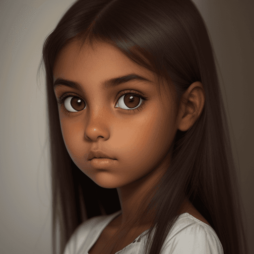 AI generated: photo of a long faced dusky girl with brown eyes