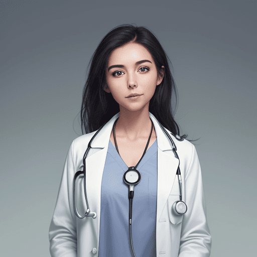 AI generated: the girl is a doctor in a high-quality photo. She stands tall, slightly turned, radiating an aura of...