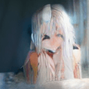AI generated: solo, horizon_(counter:side), white hair, very long hair, messy hair, floating, blue eyes, hair betw...