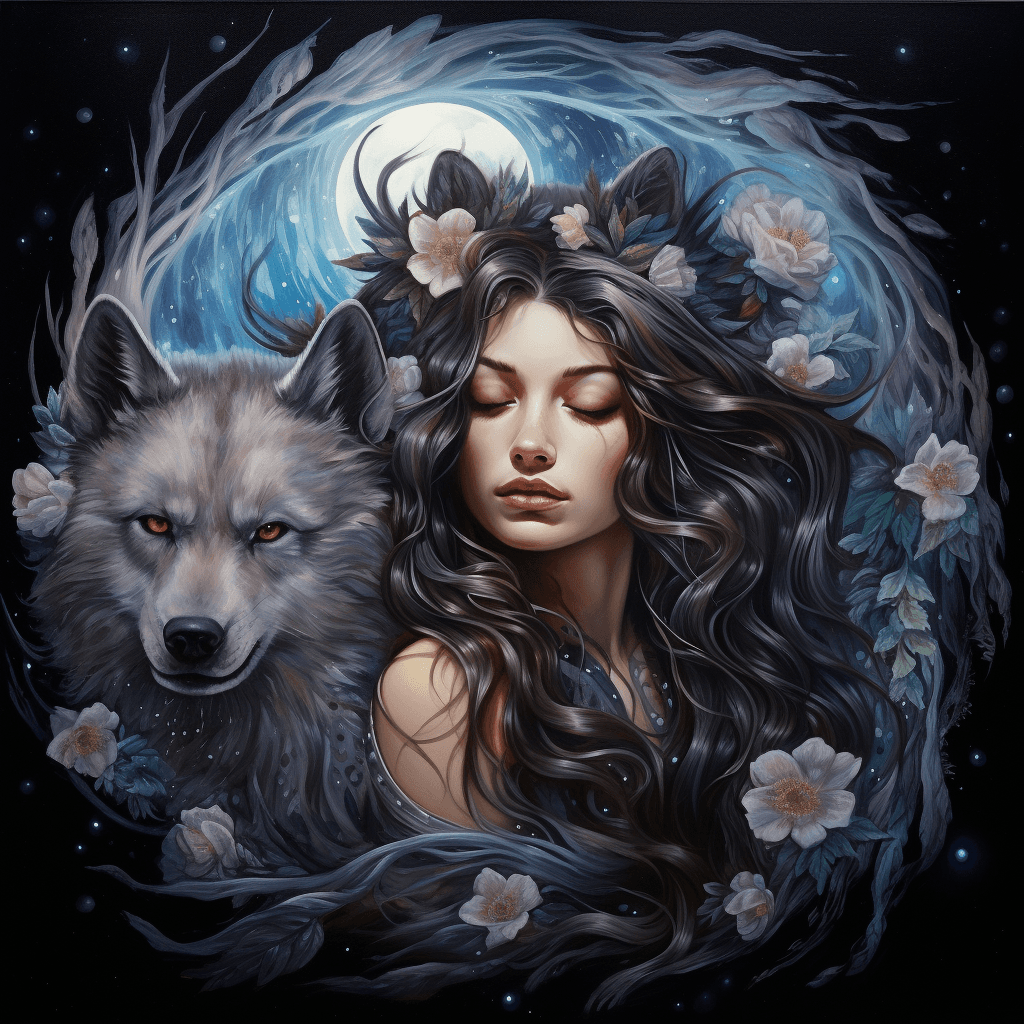 AI generated: ((masterpiece)), (best quality), (detailed), full moon, galaxy, stars, mythical creatures, northern ...