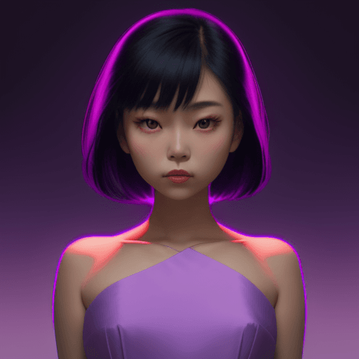 AI generated: asian girl wearing an elegant top or dress at night, in the style of iconic album covers, neon-infus...
