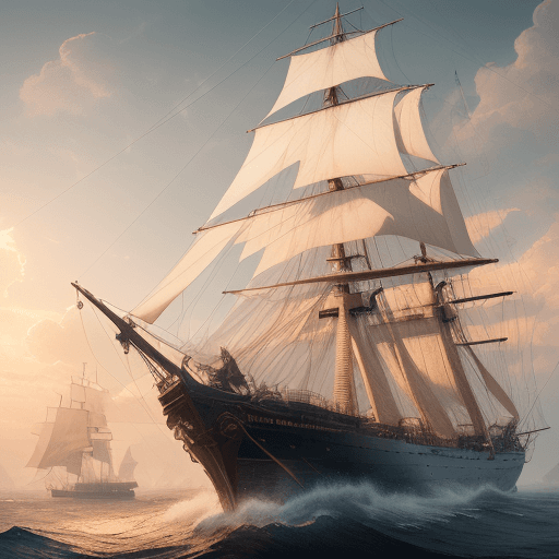 AI generated: Photo of a ultra realistic sailing ship, dramatic light, pale sunrise, cinematic lighting, battered,...