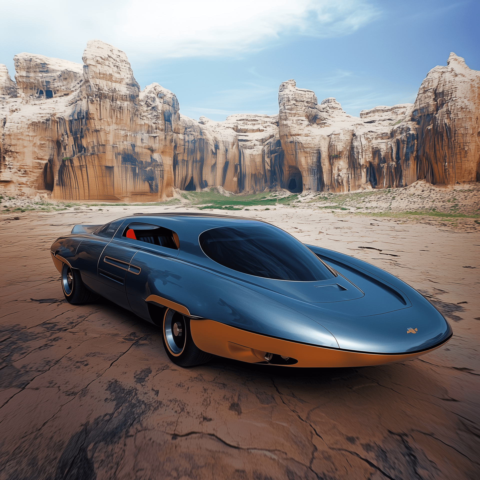 AI generated:  Wide - Angle Shot - Pull the camera back from subject, chevrolet silverado, CONCEPT, future, by Edm...