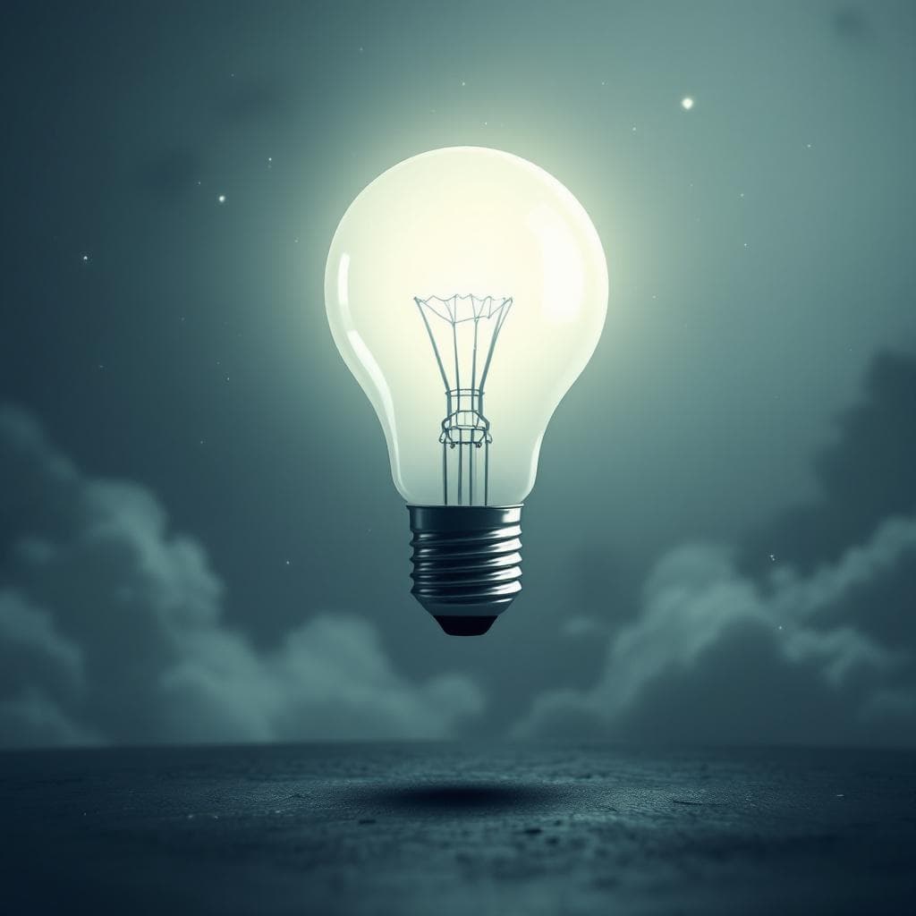AI generated: Uma lâmpada acesa ou um ícone de "ideia" levemente opaco, indicando insights.