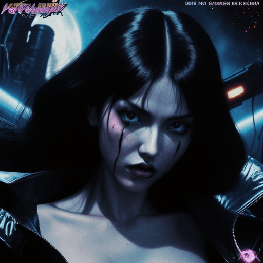 AI generated: frank miller illustration, dark anime, hot EVIL girl FROM OUT OF SPACE, Arcane, bladerunner, NEUROFU...