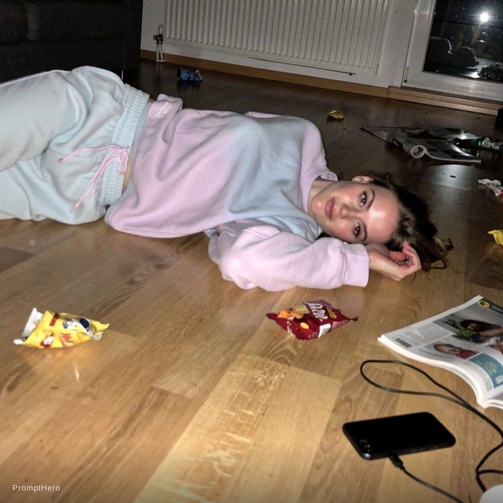 AI generated: A very ordinary iPhone image; a sloppy snapshot of Barbara Palvin. The photo has slight motion blur ...
