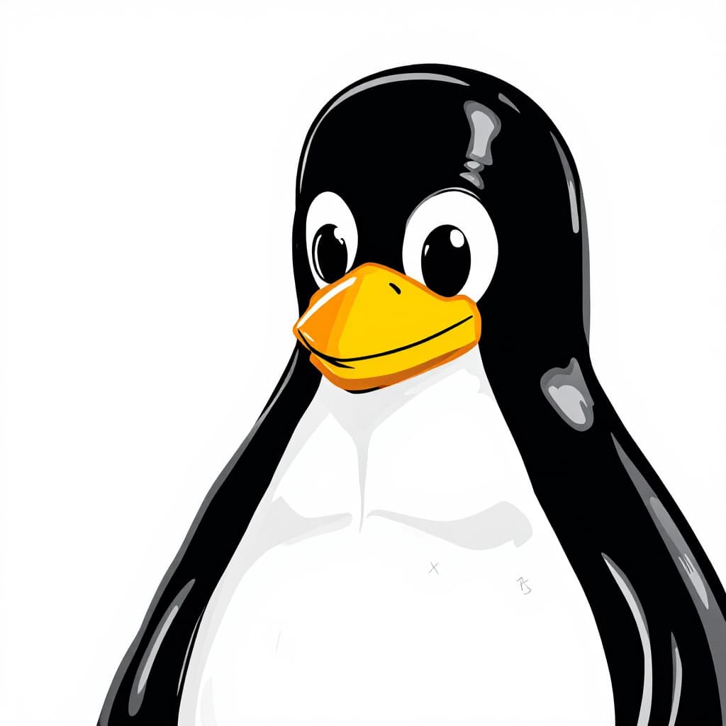 AI generated: linux tux with catalan flag on the belly