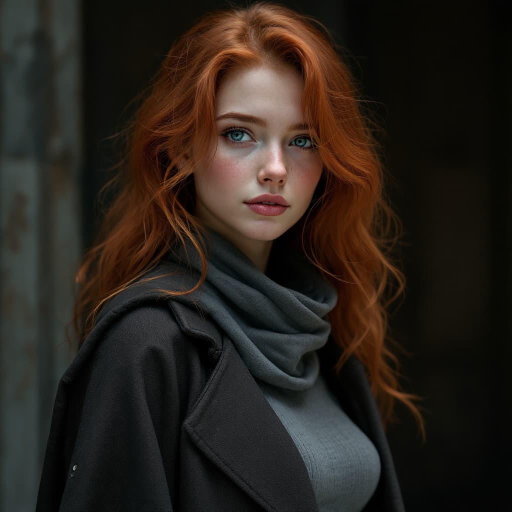 AI generated: Photo of a ultra realistic, redhead  young woman full body