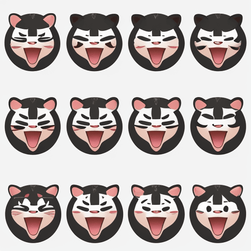 AI generated: Icons, set of icons, animal world, animals, various poses and movements, various emotions. Joy, Ange...