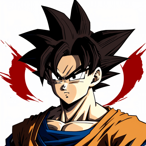 AI generated: dragon ball, portrait of goku, in the style of street art aesthetic, cute cartoonish designs, photo-...