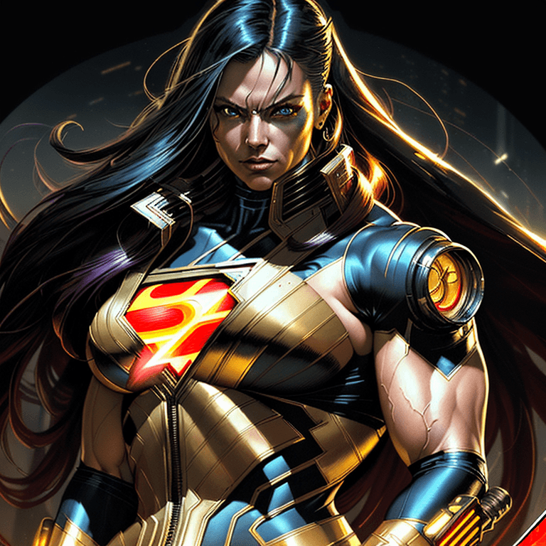 AI generated: a cyberpunk strong superhero portrait, with Extraordinary Powers, super speed, powerful, muscular, l...