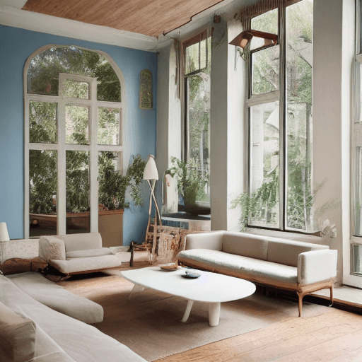 AI generated: High resolution photography interior design, dreamy sunken living room conversation pit, wooden floo...