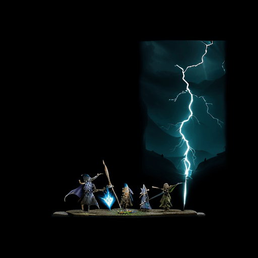 AI generated: two wizards back to back and surrounded by by a band of medieval fantasy cutthroats with knives, one...