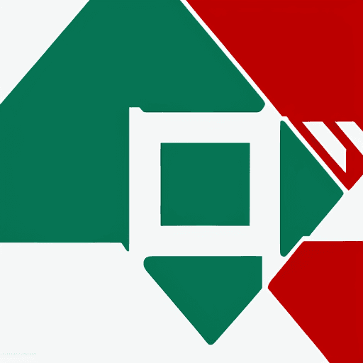 AI generated: pictorial mark for a computer operating system: simple, red, white, red colors, tecnnology, futurist...