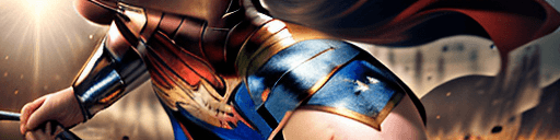 AI generated: portrait, in the battlefield, character (Wonder Woman:1.2), Diana Prince, DC Comics, 30 year old wom...