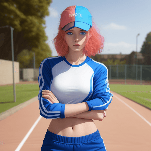 AI generated: 20 years old women, bright hair, blue eyes, sport clothes, 8k