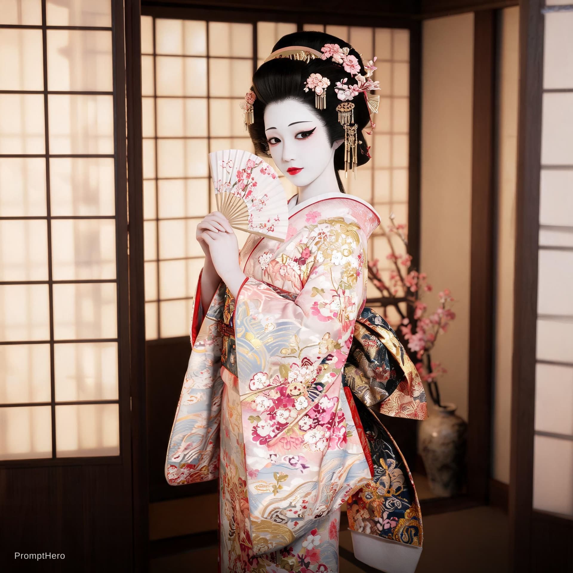 AI generated: geisha --chaos 75 --ar 1:2 --sref 4046958098 --profile x3fq9up --stylize 750
