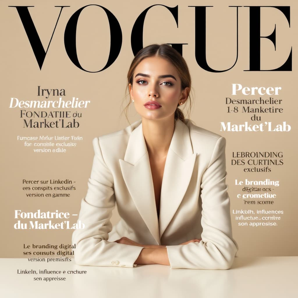 AI generated: Créer une couverture de magazine Vogue avec moi-même en personnage principal qui pose de façon assur...