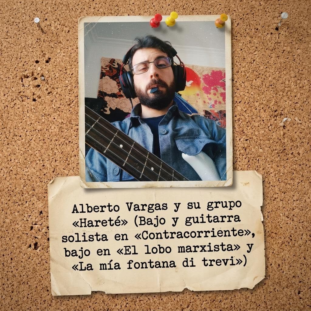 AI generated: Quiero que me pongas esta foto en un corcho con un papel justo debajo de ella lo siguiente "Alberto ...