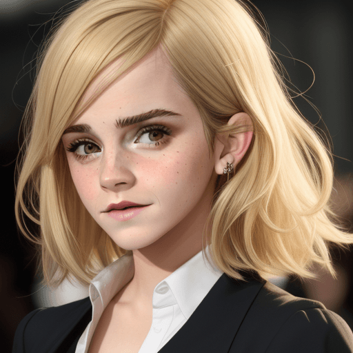 AI generated: Emma watson eith blonde hair

