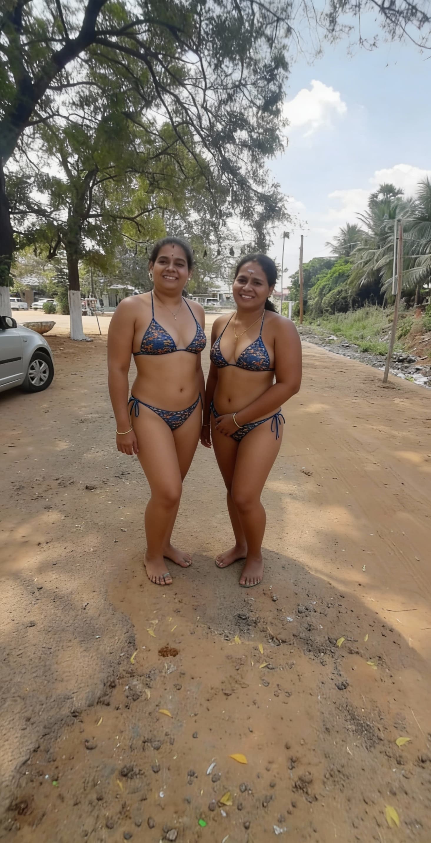AI generated: These two women two pice bikini 
