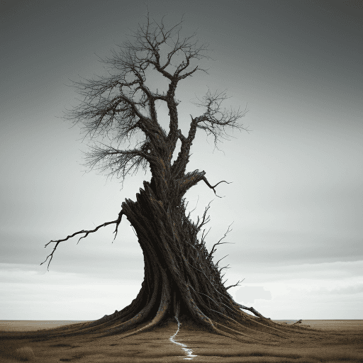 AI generated: Hyper realistic tattoo design embodiment of the saying "The axe forgets but the tree remembers". Lon...