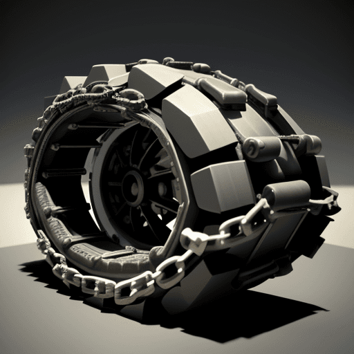 AI generated: Photo of from top side view, tank chain rubber track, sharp line, 3d render, focused, extreme detail...