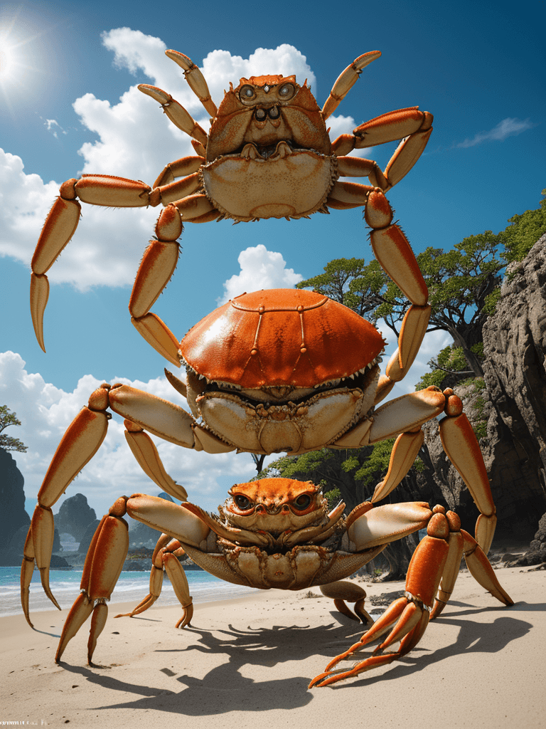 AI generated: portrait of a giant crab summoned, 8k full HD, low angle, unreal engine 5, cinematic, masterpiece, i...