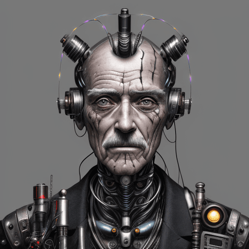 AI generated: The image features a 100 years very old man with a unique appearance, wearing a headpiece that resem...