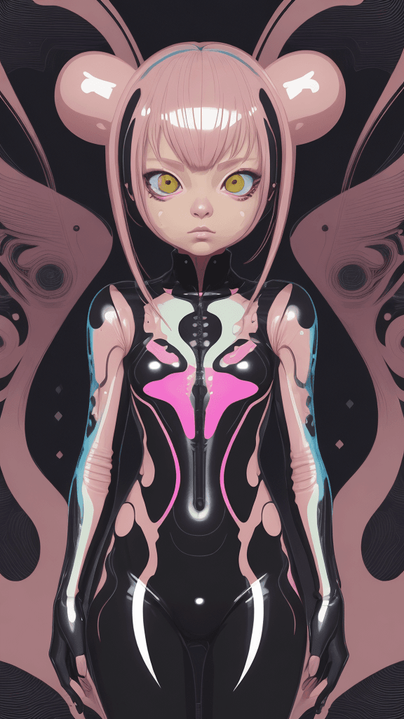 AI generated: in a neutral background portrait of little (alien female):1.1, Prominent eyes, complex background, i...
