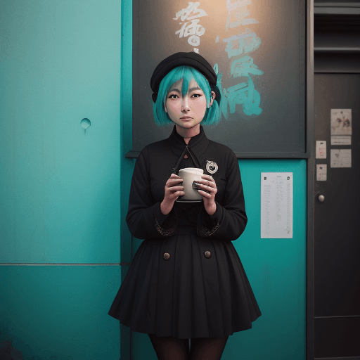 AI generated: a 50 year standing in front of a wall at a cafe, in the style of mamiya 7 ii, neo-pop sensibility, s...