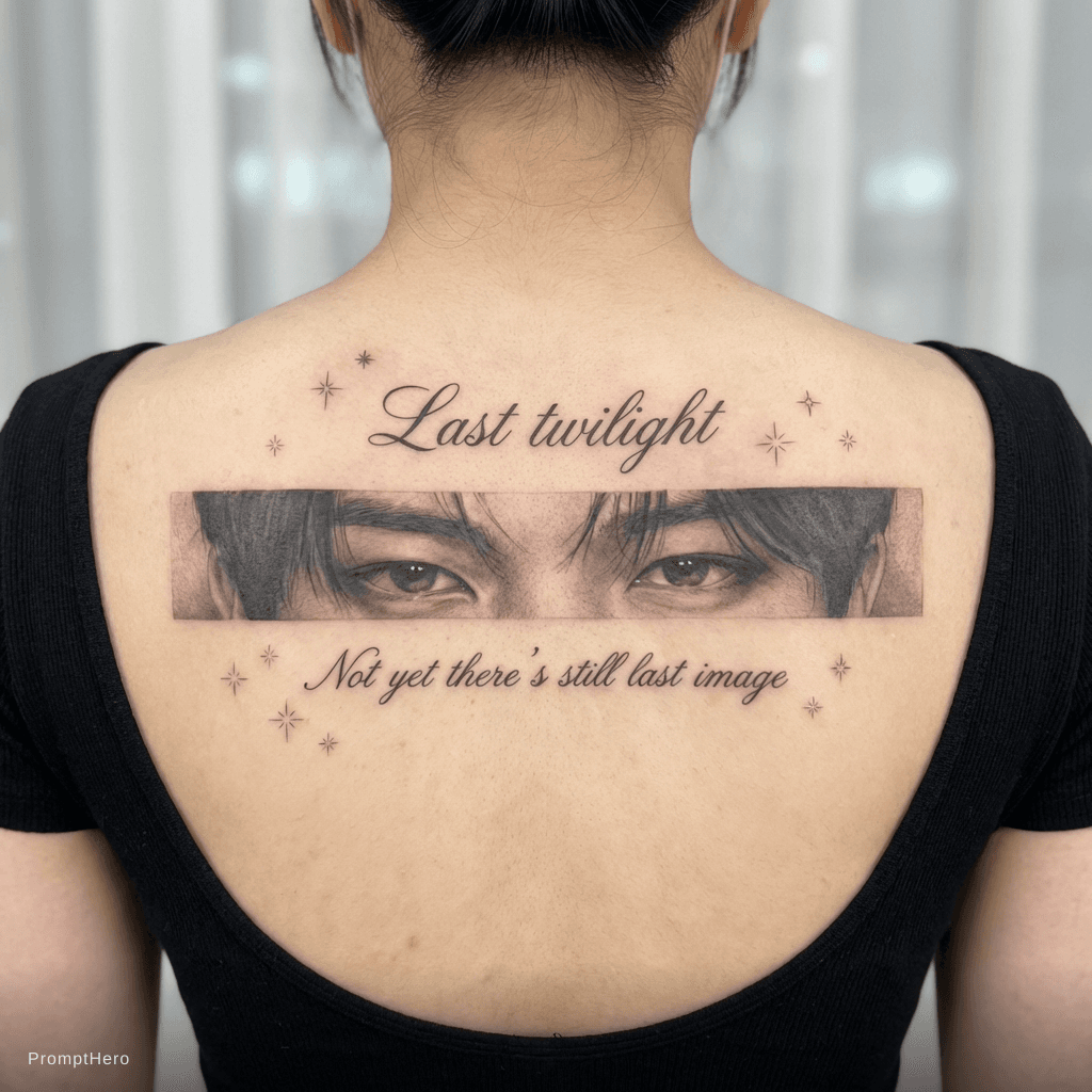 AI generated: Last twilight in nice writing and under that I want this 
Not yet there's still last image and add l...