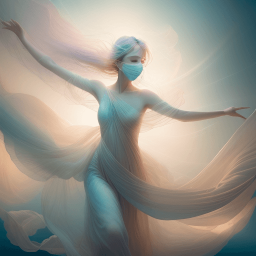 AI generated: In a surreal dance of delicate movement, the ethereal beauty is captured in this portrait of a midai...