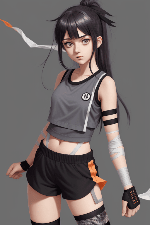 AI generated: Best quality, absurdres, ultra-detailed,  <lora:HinataV3-1:1>, hyuuga hinata, Hinata-Sleeveless-Outf...