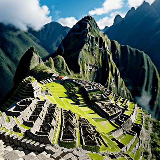 AI generated: make a landscape with a new wave band "A Flock of Seagulls" in macchu picchu