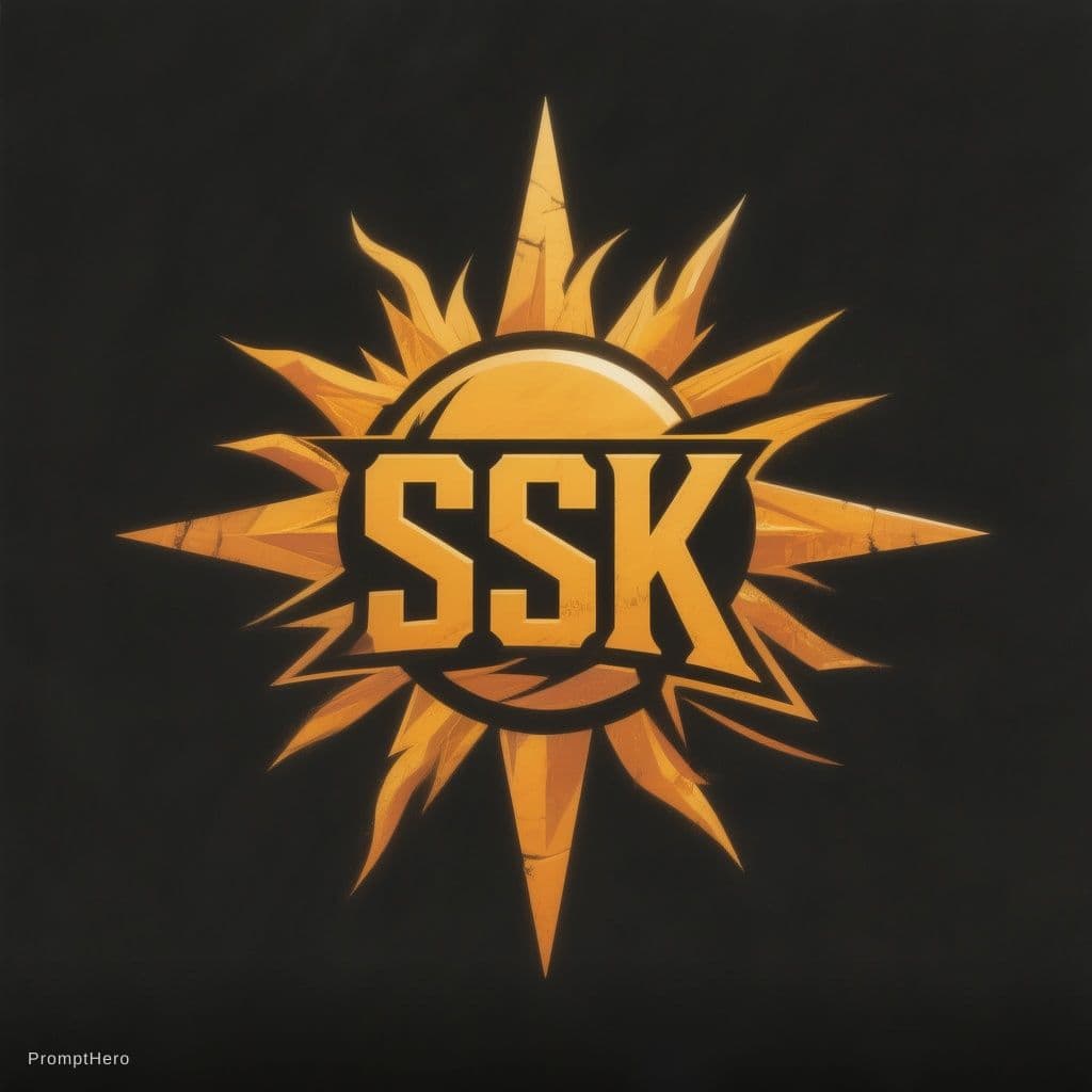 AI generated: I want to design a logo.
The logo should contain "SSK"
half sun with pointed rays
The letter "K" in ...