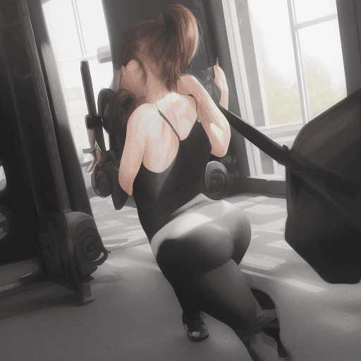 AI generated: Create an image of a girl in black leggings working out in gym with her thick behind showing with a ...