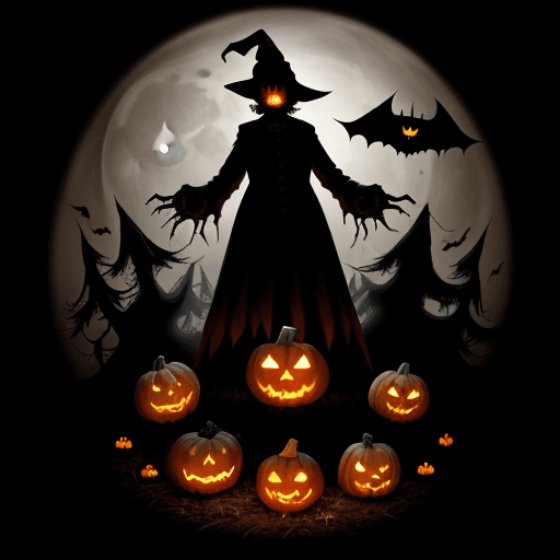 AI generated: Iconic horror characters for Halloween, including a spooky drone in pumpkin shape. Add characters li...