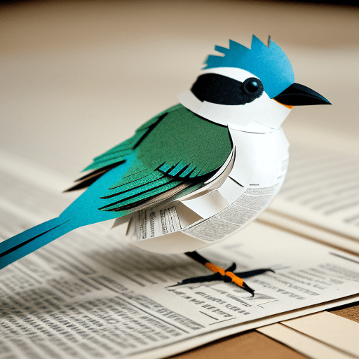 AI generated: a little bird made of a news paper that has been cut open, photo-realistic techniques --ar 2:3 --sty...