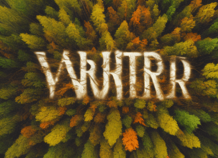 AI generated: ((A R T)) word, forest landscape, rain forrest, text mix background), setting top view, word (A R T)...